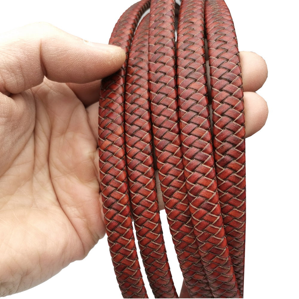 shapesbyX-12x6mm Braided Leather Strap Braid Bracelet Making Leather Cord Black