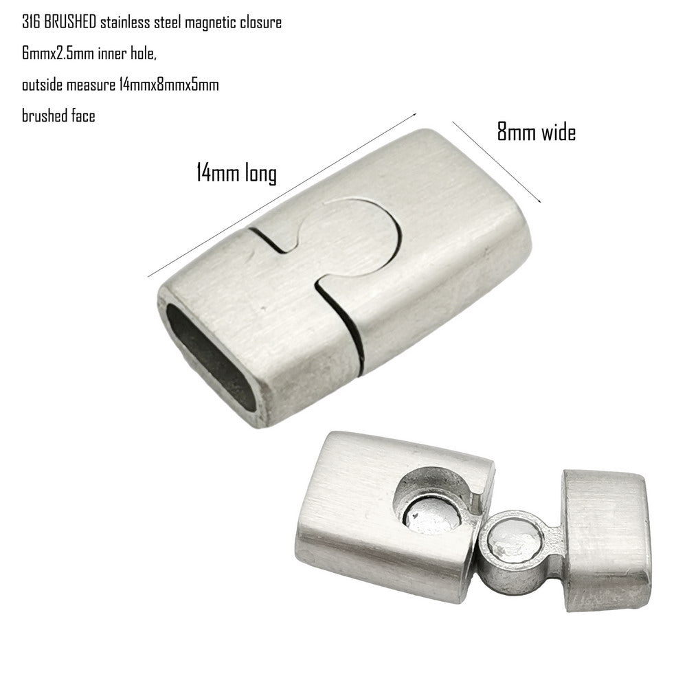 1 Piece 6mm Brushed Stainless Steel Clasp 6mmx2.5mm Magnetic Closure for Jewelry Making Hold Tight