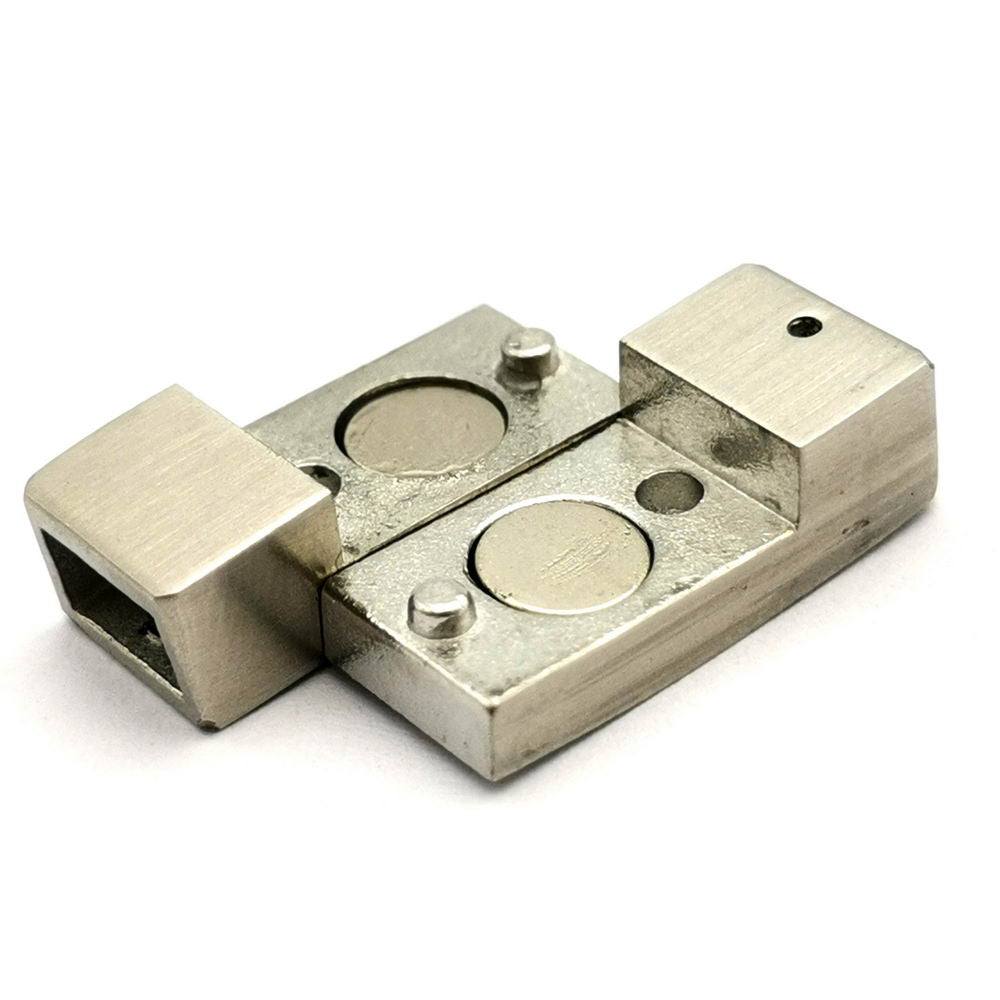 ShapesbyX-6mm Fermoirs en acier inoxydable brossé magnétique pour cordon en cuir plat trou 6x3mm