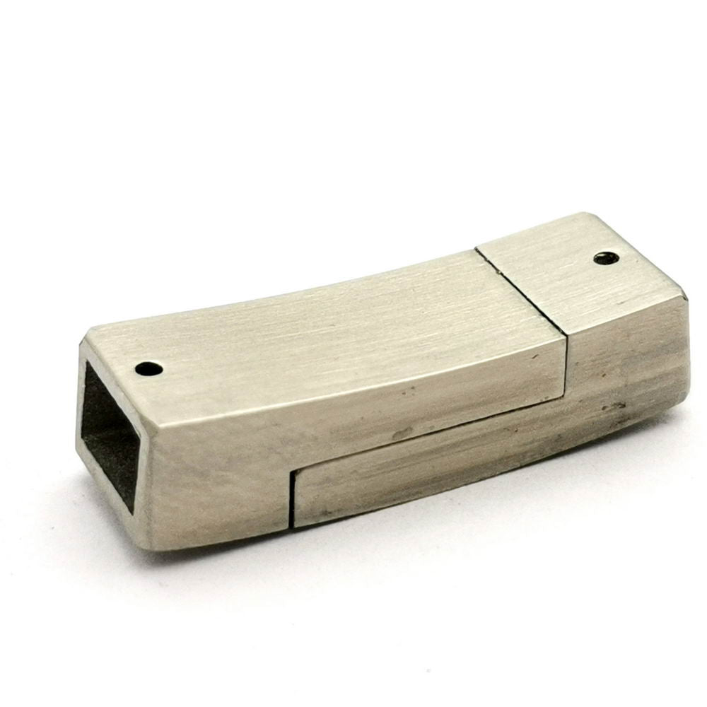 ShapesbyX-6mm Fermoirs en acier inoxydable brossé magnétique pour cordon en cuir plat trou 6x3mm