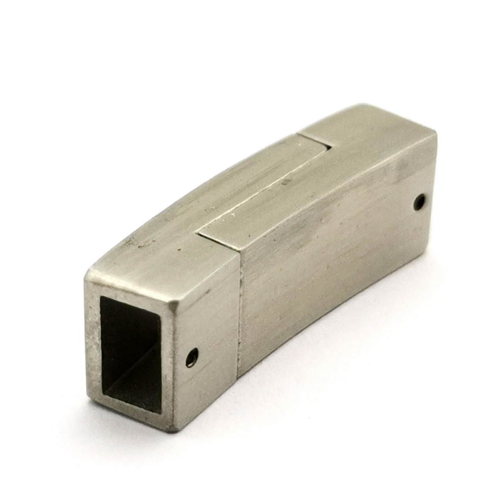 ShapesbyX-6mm Fermoirs en acier inoxydable brossé magnétique pour cordon en cuir plat trou 6x3mm
