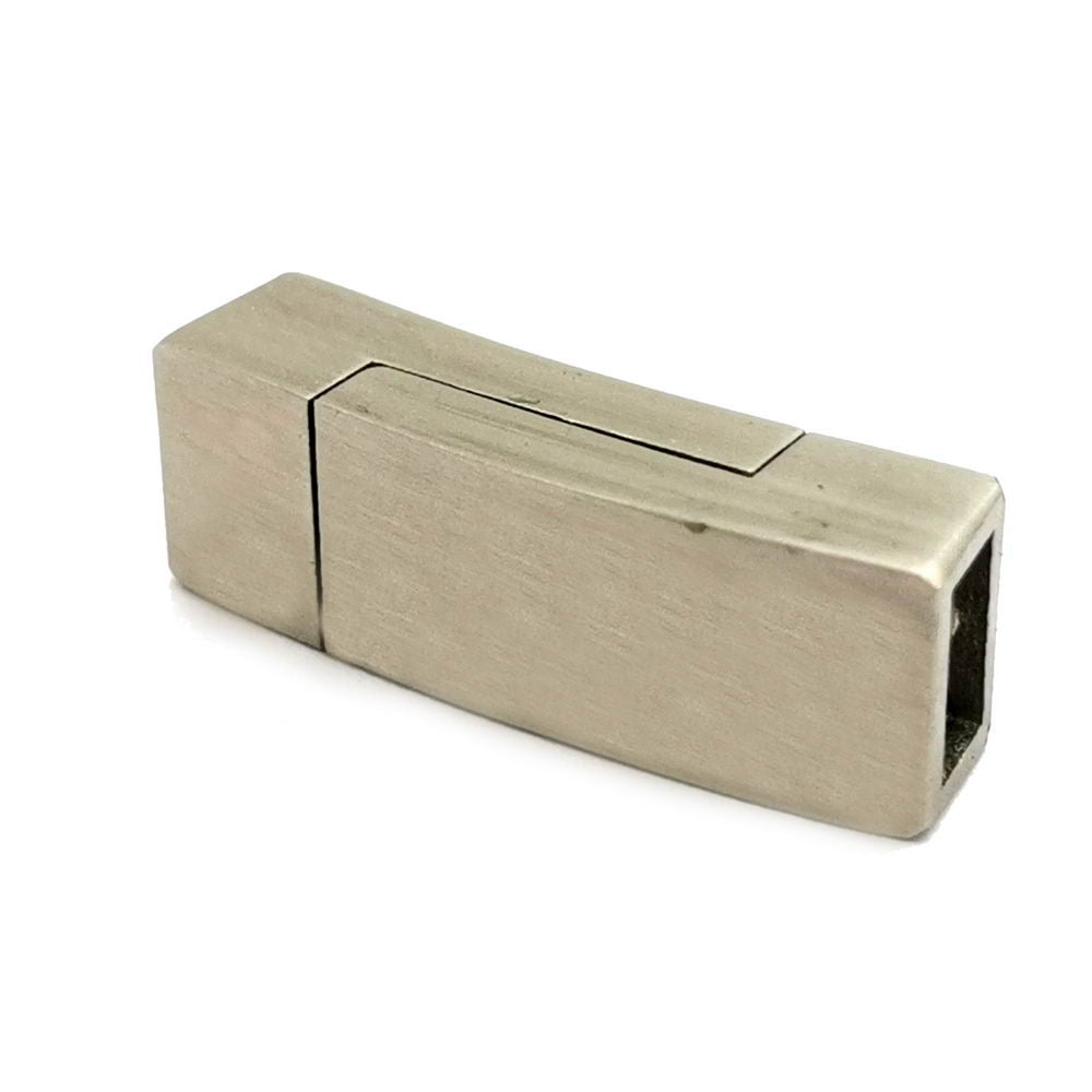 ShapesbyX-6mm Fermoirs en acier inoxydable brossé magnétique pour cordon en cuir plat trou 6x3mm