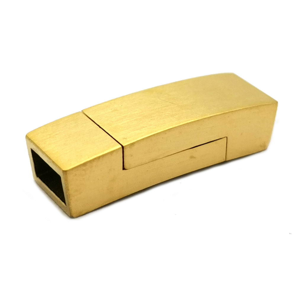 ShapesbyX-6mm Fermoirs en acier inoxydable brossé magnétique pour cordon en cuir plat trou 6x3mm
