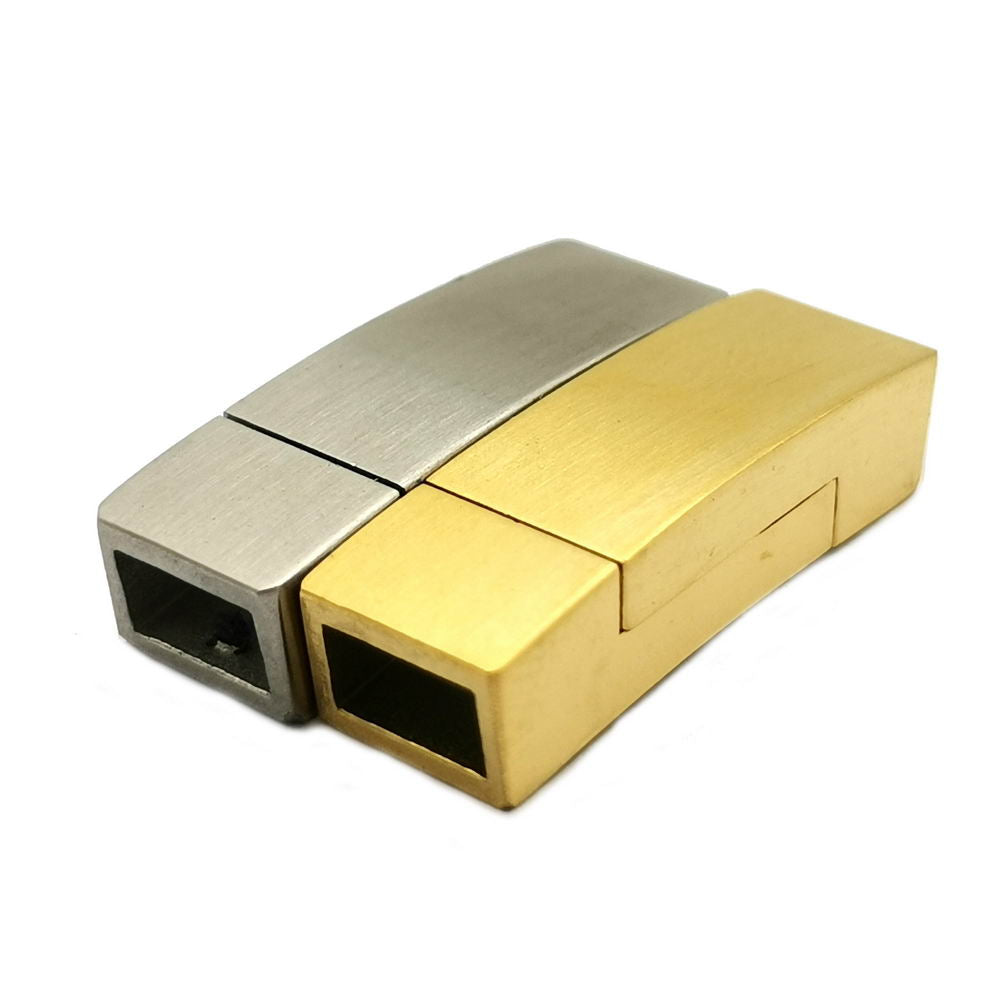 ShapesbyX-6mm Fermoirs en acier inoxydable brossé magnétique pour cordon en cuir plat trou 6x3mm
