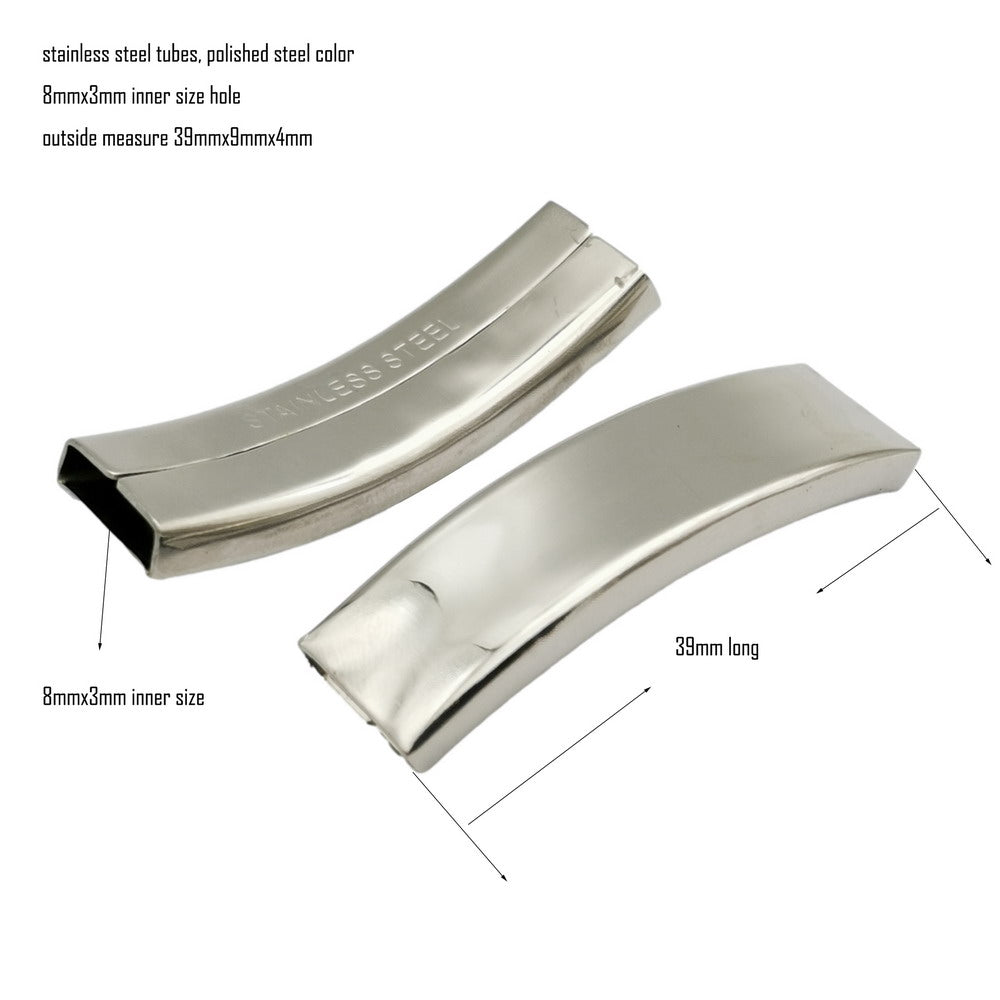 shapesbyX-10 Pieces Polished Stainless Steel Bracelet Tube Sliders 5mm 8mm 10mm 12mm