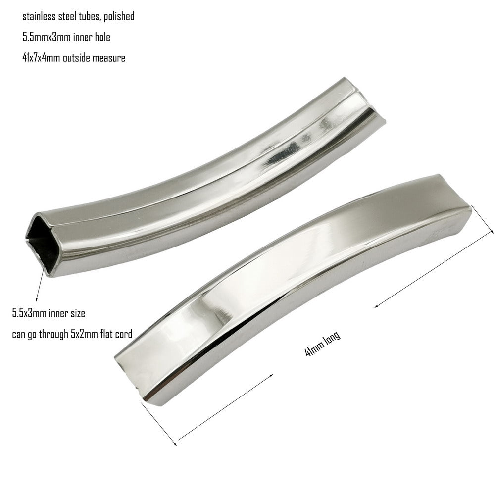 shapesbyX-10 Pieces Polished Stainless Steel Bracelet Tube Sliders 5mm 8mm 10mm 12mm