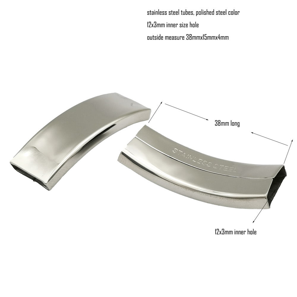shapesbyX-10 Pieces Polished Stainless Steel Bracelet Tube Sliders 5mm 8mm 10mm 12mm