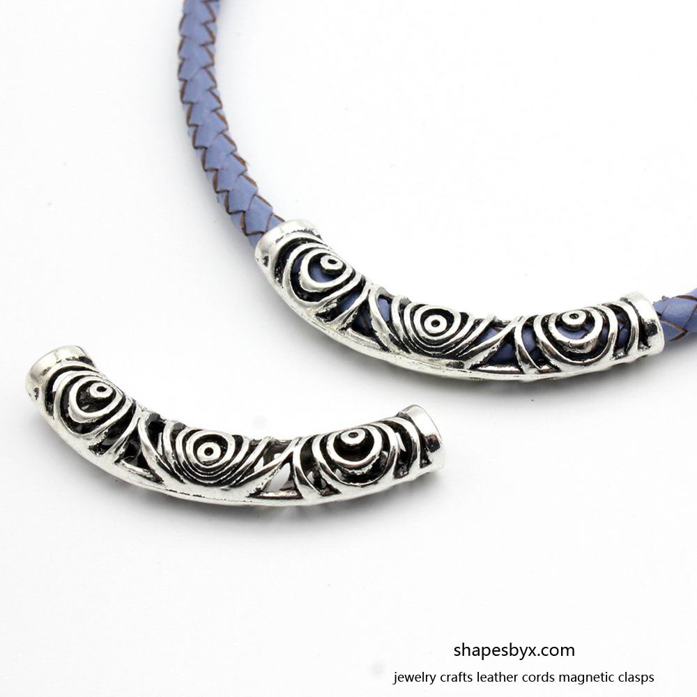 ShapesbyX-Jewelry Making Sliders Bracelet Pendant Tube 6mm Hole 2 Pieces Antique Silver