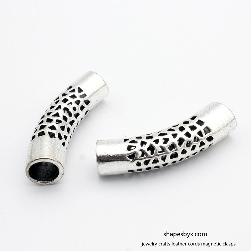 Jewelry Making Sliders Bracelet Pendant Tube 8mm Hole 2 Pieces Antique Silver