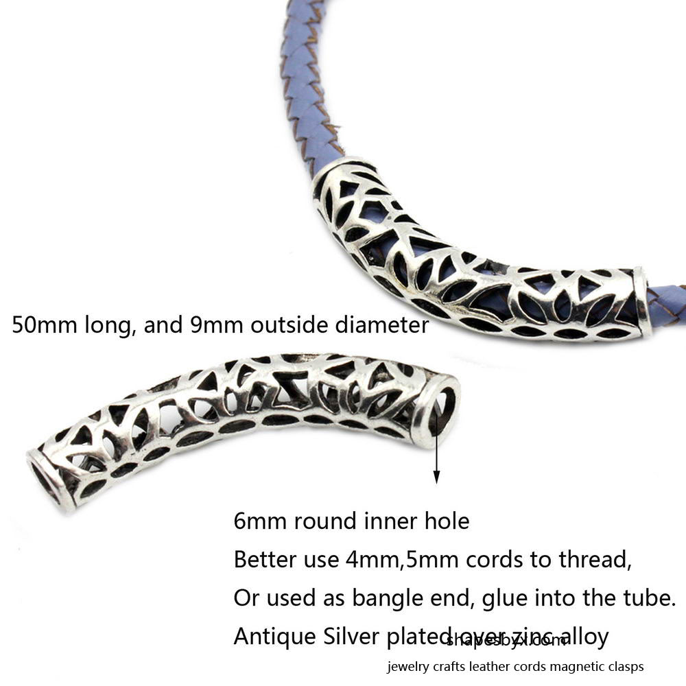 Bracelet Making Sliders Tube Crafts Hair Beading Pendant Sliders 6mm Hole 2 Pieces Antique Silver