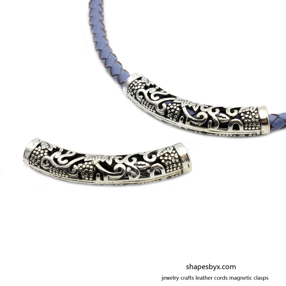Bracelet Making Sliders Tube Crafts Hair Beading Pendant Sliders 6mm Hole 2 Pieces Antique Silver