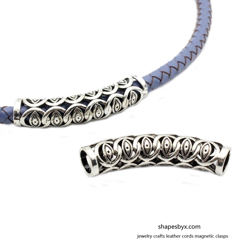 Bracelet Making Sliders Tube Crafts Hair Beading Pendant Sliders 7mm Hole 2 Pieces Antique Silver Evil Eyes