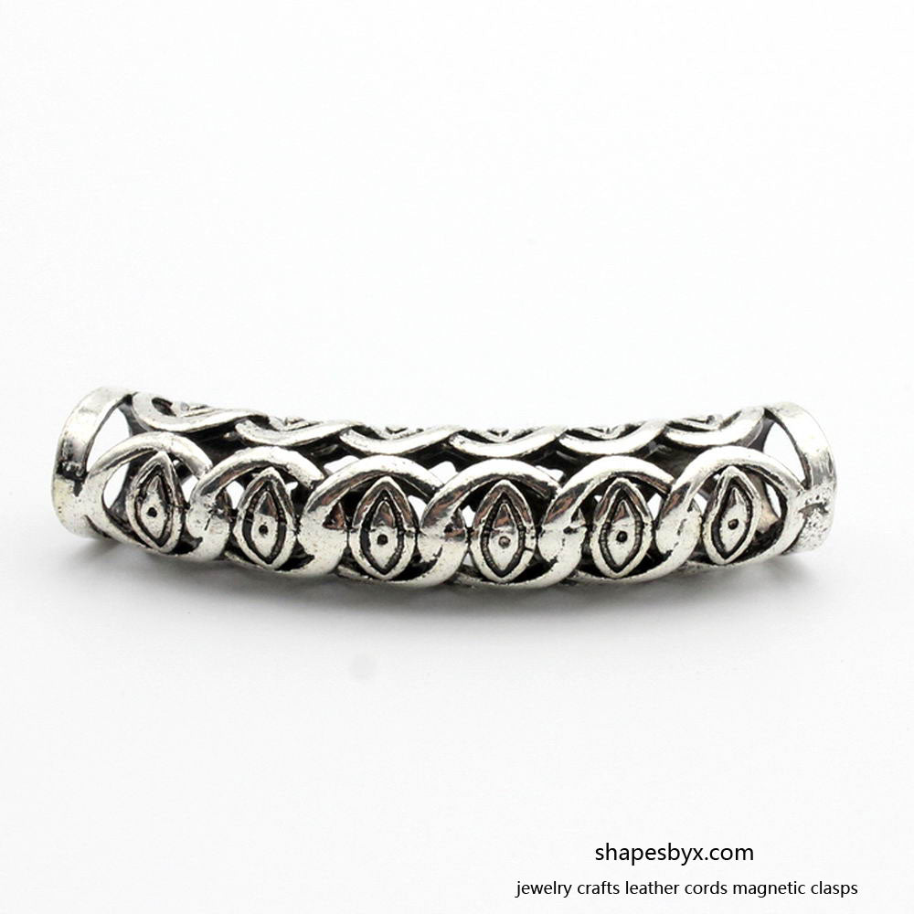 ShapesbyX-Bracelet Making Sliders Tube Crafts Hair Beading Pendant Sliders 7mm Hole 2 Pieces Antique Silver Evil Eyes