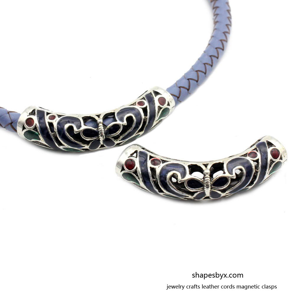 shapesbyX-2pcs 7mm Hole Hollowed Enamel Paint Tubes, Bracelet Slider, Necklace Pendant