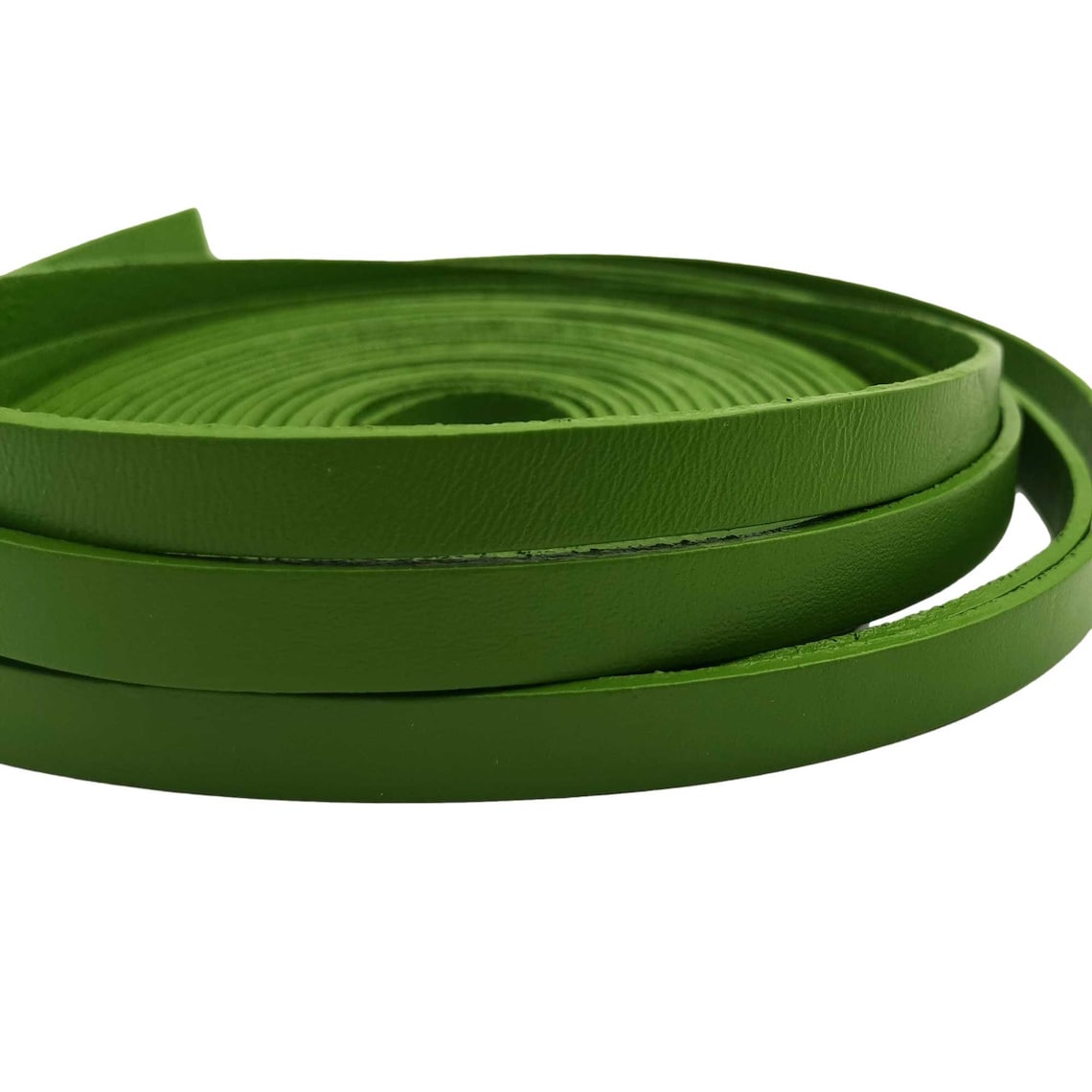 shapesbyX-10mm Flat Leather Strip 10mmx2mm Leather Strap for Jewelry Making Watchband Lime Green