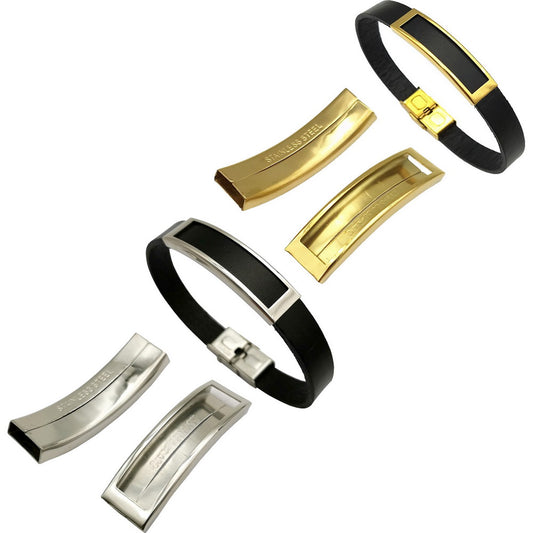 Curseurs de Tube de fabrication de bracelets en acier inoxydable/or, trou intérieur poli de 10mm x 3mm pour l'artisanat de bracelets en Silicone de bande de 10mm x 2mm