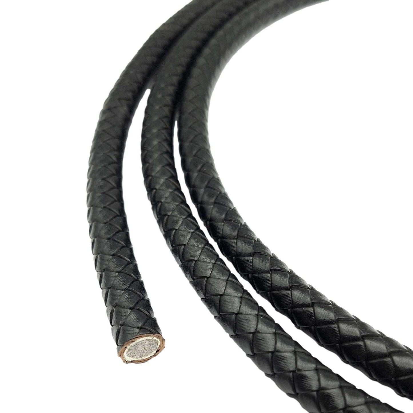 ShapesbyX 10mm Diameter Braided Leather Bolo Cords Black Jewelry Making Leather Strap 1cm Round