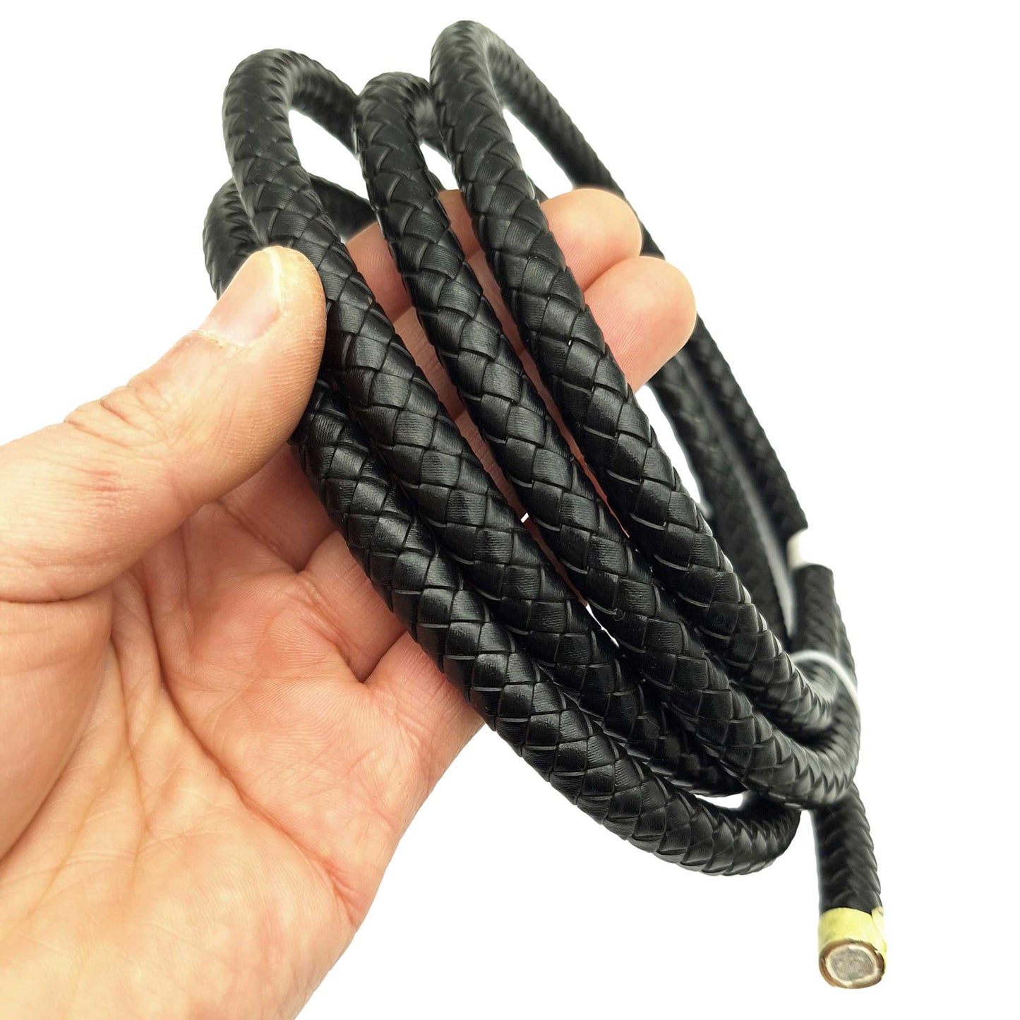 ShapesbyX Cordons Bolo en cuir tressé de 10 mm de diamètre, noir, pour la fabrication de bijoux, bracelet en cuir rond de 1 cm