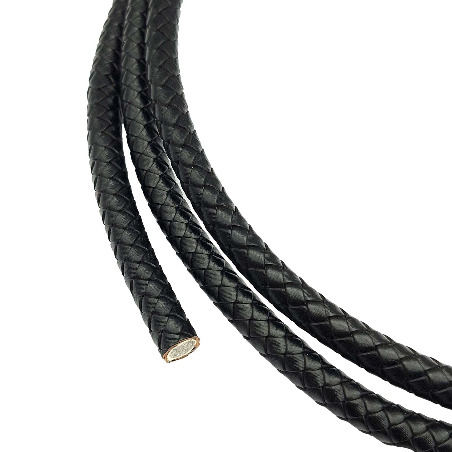 ShapesbyX 10mm Diameter Braided Leather Bolo Cords Black Jewelry Making Leather Strap 1cm Round