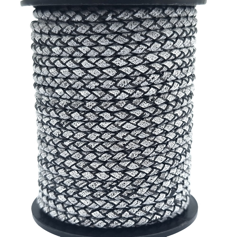 ShapesbyX-3 mm geflochtene Lederschnüre, antikweiß, Schmuckherstellung für Armbänder, Halsketten, Bolo-Krawatten