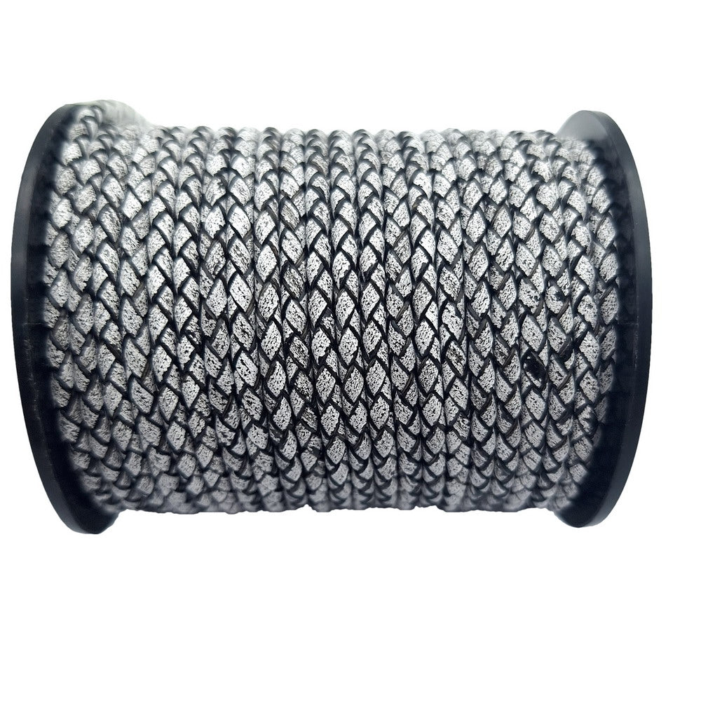 ShapesbyX-3 mm geflochtene Lederschnüre, antikweiß, Schmuckherstellung für Armbänder, Halsketten, Bolo-Krawatten