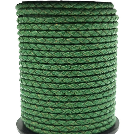 ShapesbyX-Distressed Green 3,0 mm geflochtene Lederschnüre, Leder-Bolo-Krawatten, Armband, Anhänger, Schmuckherstellung