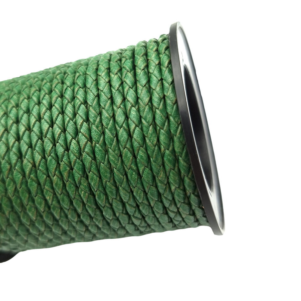 ShapesbyX-cordons en cuir tressé vert vieilli de 3.0mm, attaches Bolo en cuir, Bracelet pendentif, fabrication de bijoux artisanaux