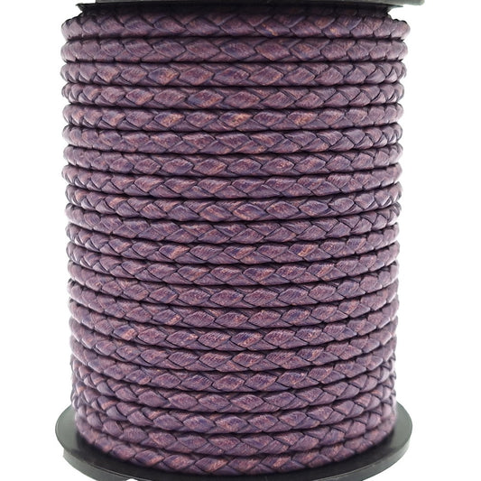 ShapesbyX-Distressed Purple 3,0 mm geflochtene Lederschnüre, Leder-Bolo-Krawatten, Armband, Anhänger, Schmuckherstellung