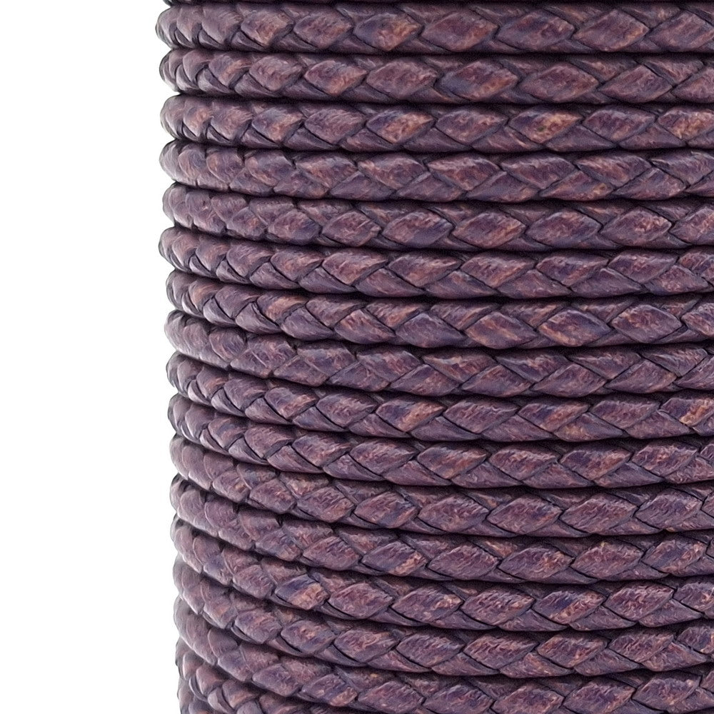 ShapesbyX-Distressed Purple 3.0mm Braided Leather Cords Leather Bolo Ties Strap Bracelet Pendnat Making Jewelry Craft