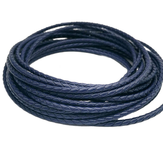 3,0 mm Bolo-Krawatten, marineblau, geflochtene Lederschnüre, Leder-Bolo-Riemen, Schmuckherstellung