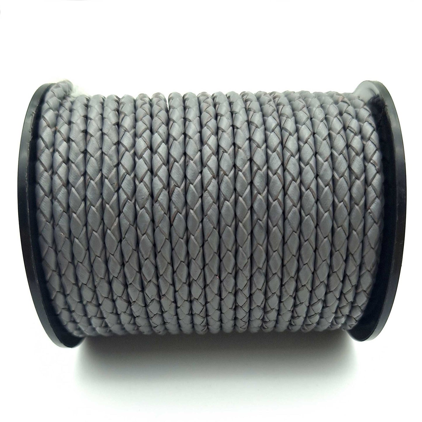 ShapesbyX Cordons Bolos en cuir tressé gris foncé 3 mm rond