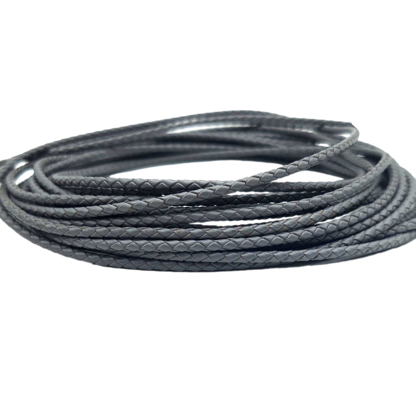 shapesbyX Darker Gray Braided Leather Bolos Cords 3mm Round