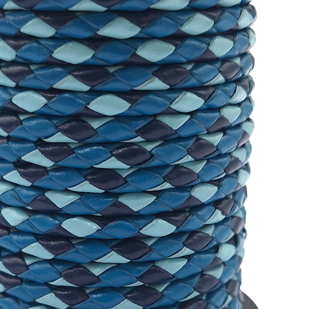 shapesbyX-4mm Braided Leather Bolo Cords Camouflage Blue Jewelry Making