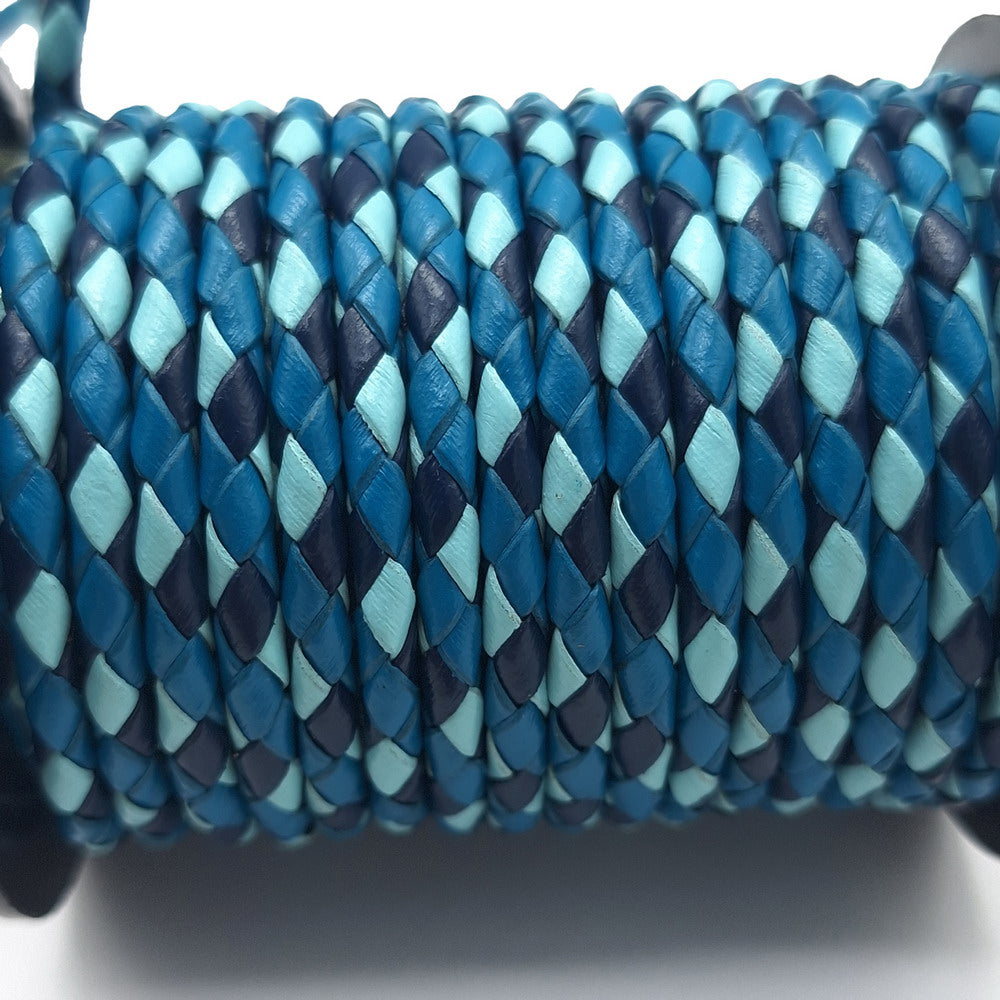 shapesbyX-4mm Braided Leather Bolo Cords Camouflage Blue Jewelry Making
