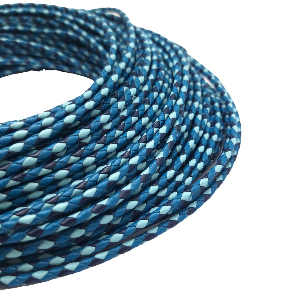 shapesbyX-4mm Braided Leather Bolo Cords Camouflage Blue Jewelry Making