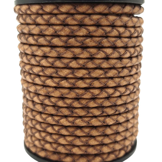 ShapesbyX-Burnt Cordon Bolo en cuir naturel 4 mm tressé Bracelet en cuir pour fabrication de bijoux ou cravate Bolo