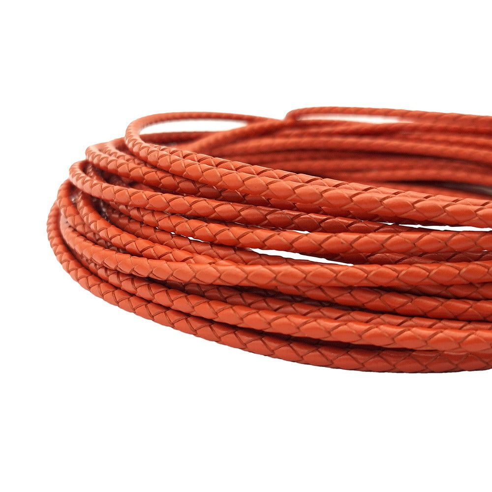 shapesbyX-Orange 4mm Braided Leather Bolos Cords for Jewelry Making or Bolo Tie