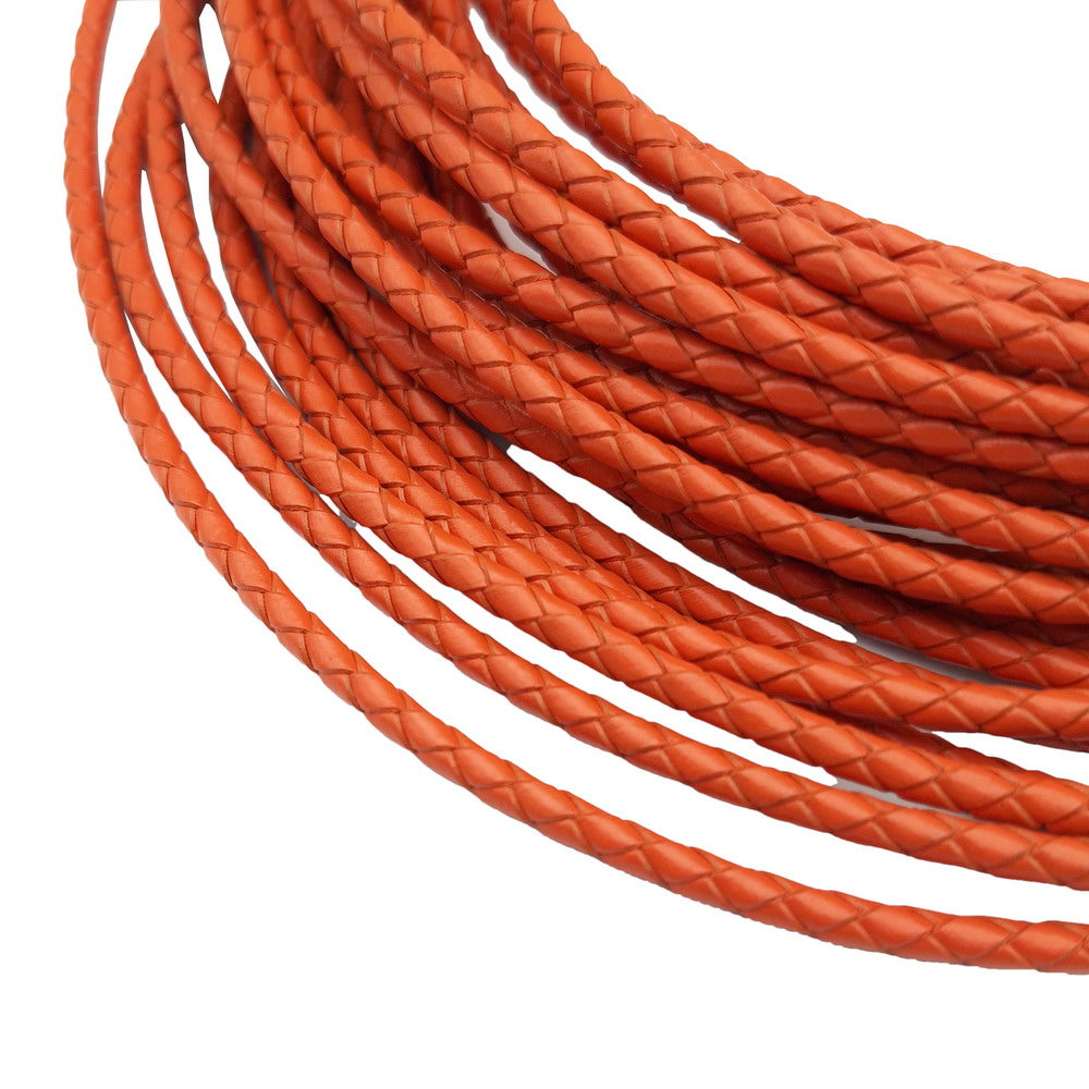 shapesbyX-Orange 4mm Braided Leather Bolos Cords for Jewelry Making or Bolo Tie