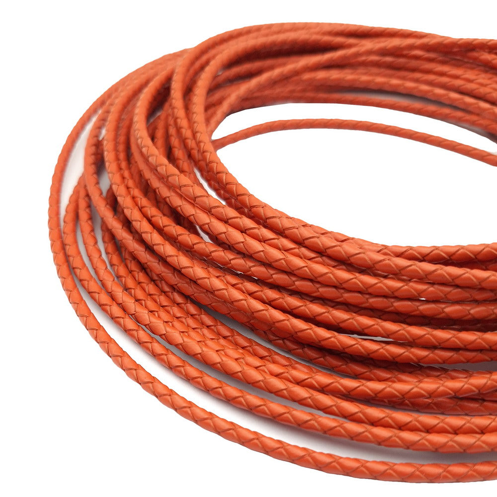 shapesbyX-Orange 4mm Braided Leather Bolos Cords for Jewelry Making or Bolo Tie