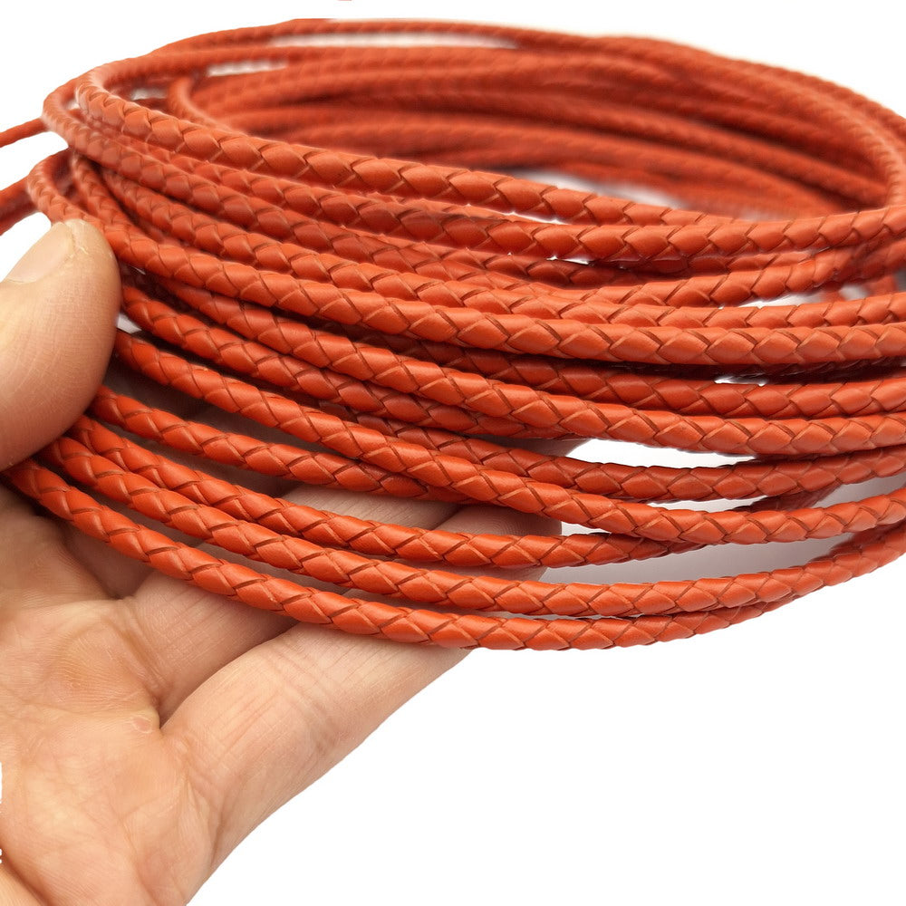 shapesbyX-Orange 4mm Braided Leather Bolos Cords for Jewelry Making or Bolo Tie