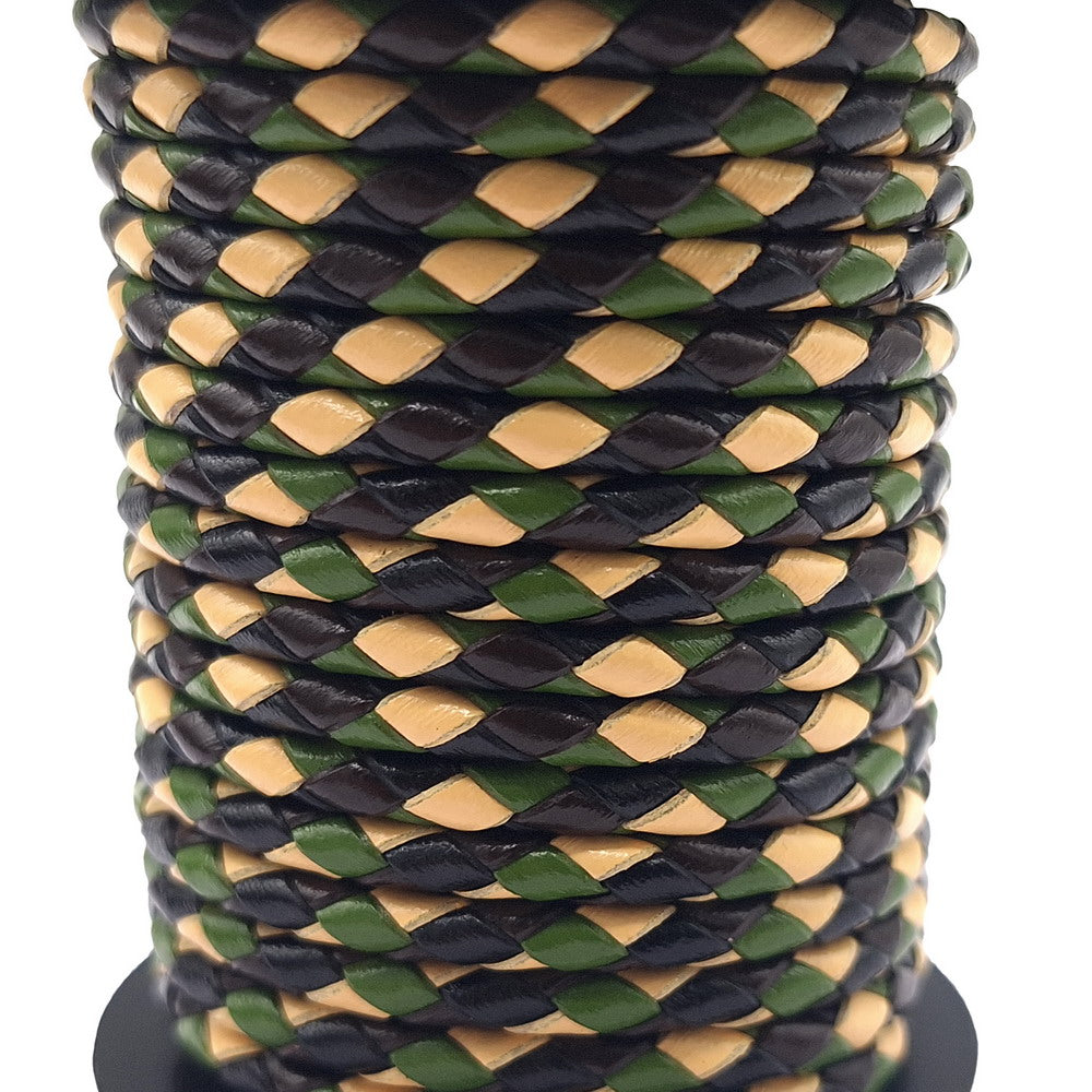 shapesbyX-4mm Braided Leather Bolo Cords Camouflage Blue Jewelry Making