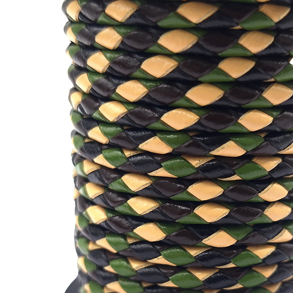 shapesbyX-4mm Braided Leather Bolo Cords Camouflage Blue Jewelry Making