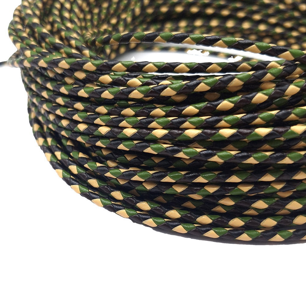shapesbyX-4mm Braided Leather Bolo Cords Camouflage Blue Jewelry Making