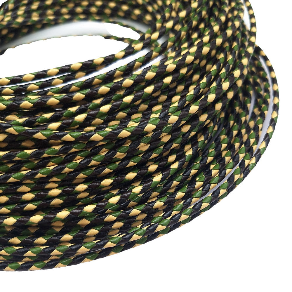 shapesbyX-4mm Braided Leather Bolo Cords Camouflage Blue Jewelry Making