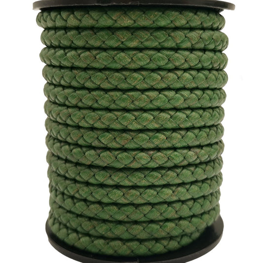 ShapesbyX-Bracelet rond en cuir tressé de 5 mm pour la fabrication d'un bracelet en cuir plié tissé vert vieilli