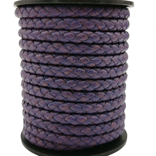 ShapesbyX-5 mm rundes geflochtenes Lederband-Armband zur Herstellung von gewebtem, gefaltetem Lederarmband in Distressed-Lila