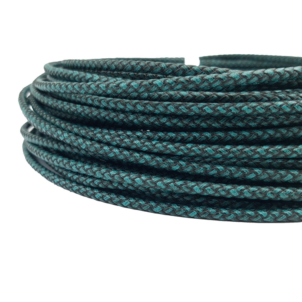 ShapesbyX 5mm Distressed Teal Braided Leather Bolo Cord for Bracelet Making 5.0mm Leather Strap