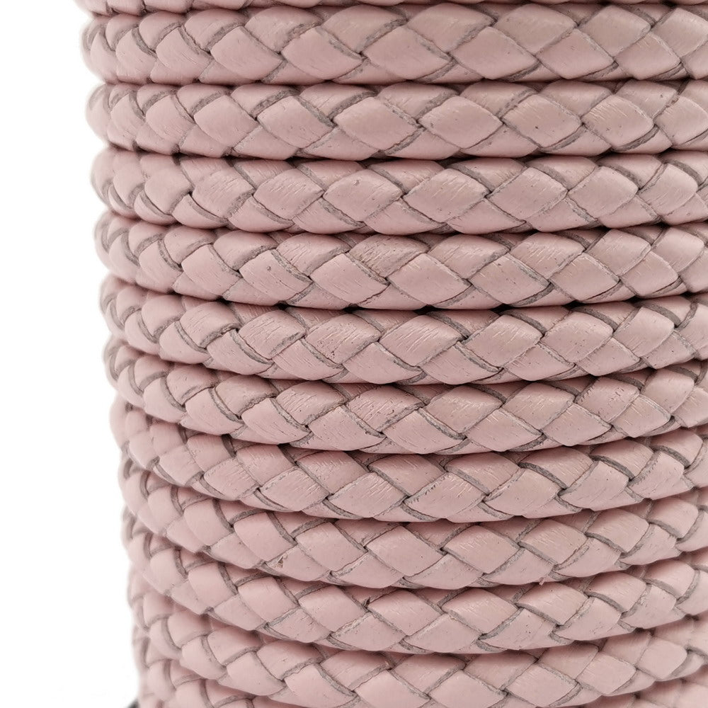 ShapesbyX Baby Pink 5mm Round Braided Leather Bolo Cord for Bracelet Making 5.0mm Leather Strap