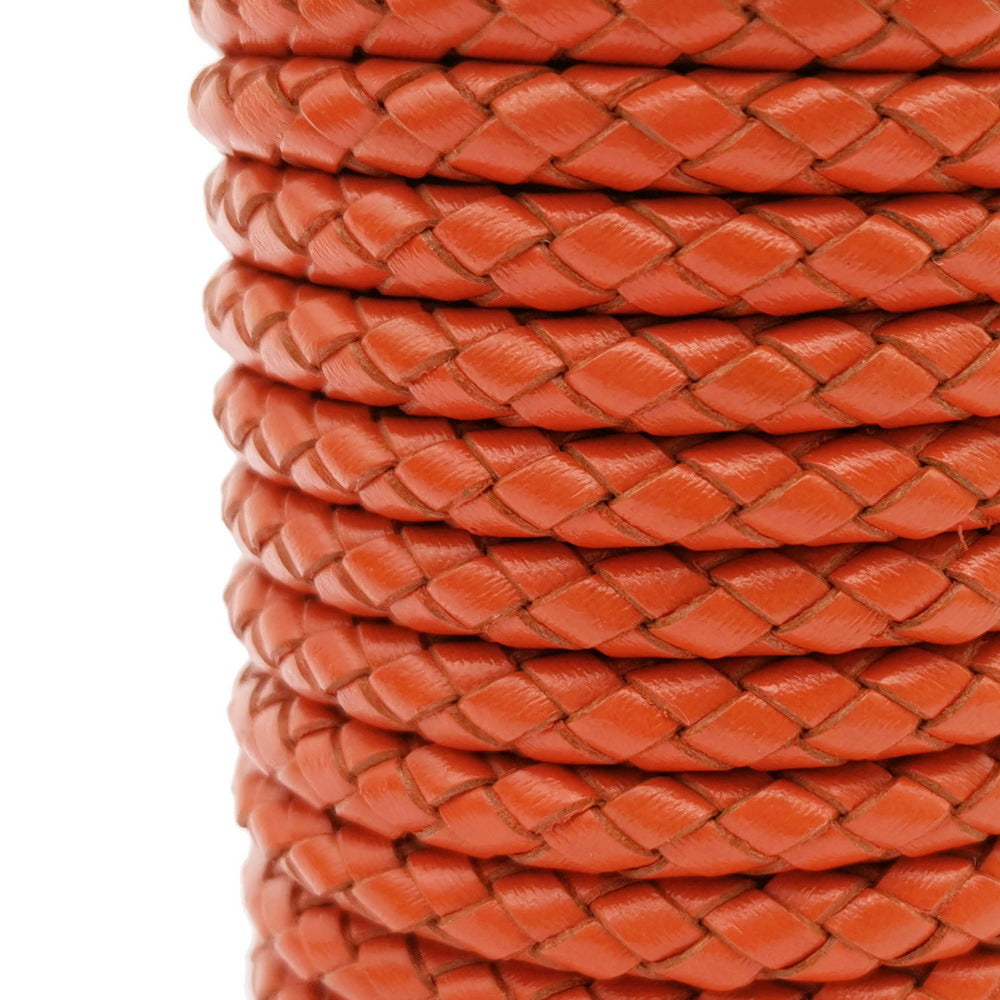 6.0mm Round Orange Braided Leather Bolo Cord Bracelet Making Jewelry Crafts Beading Strap