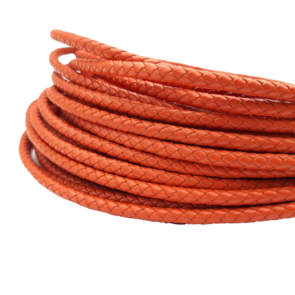 6.0mm Round Orange Braided Leather Bolo Cord Bracelet Making Jewelry Crafts Beading Strap